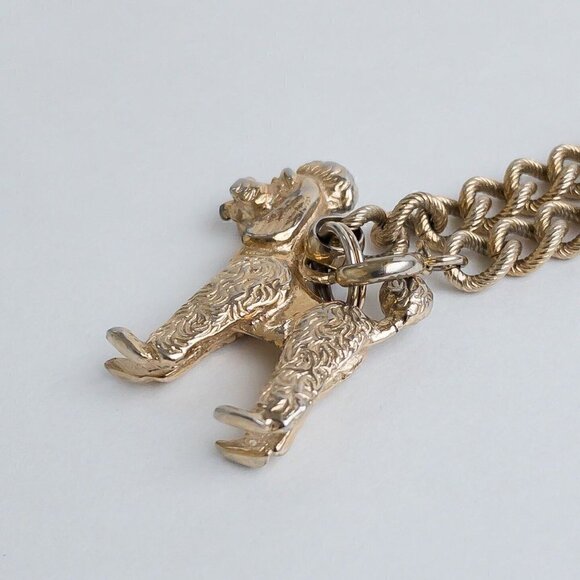 Rare Vintage Napier Dog Pendant Charm Bracelet Curb Link Chain Gold Tone - Picture 4 of 13